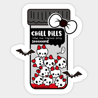 chill pills cute skull cartoon Sticker